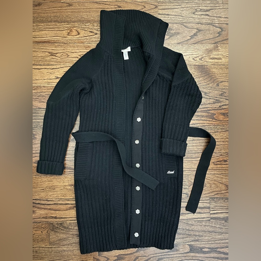 Diesel Chunky Ribbed Knit Cardigan Sweater Coat with Funnel Neck.  Size  XS